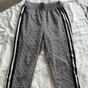 Lança Perfume Monogram Black & White Stretch Crepe Side-Stripe Track Pants – S